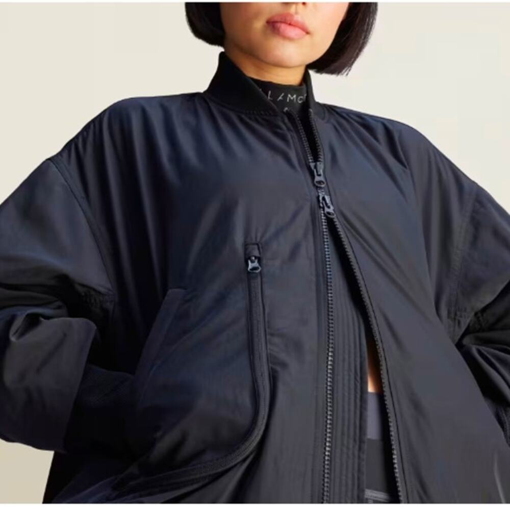 Adidas by Stella McCartney Navy Blue True Nature Woven Bomber Jacket Size XL